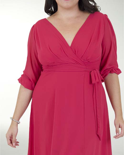 VESTIDO TV CHIFON  LISO AMARRE MANGA 3/4