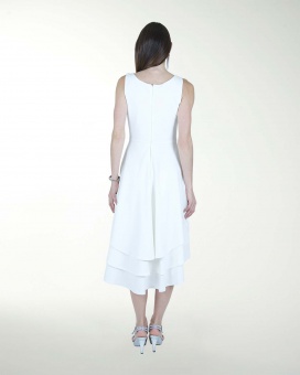 VESTIDO CC BLA CREPE FALDA A DESNIVEL