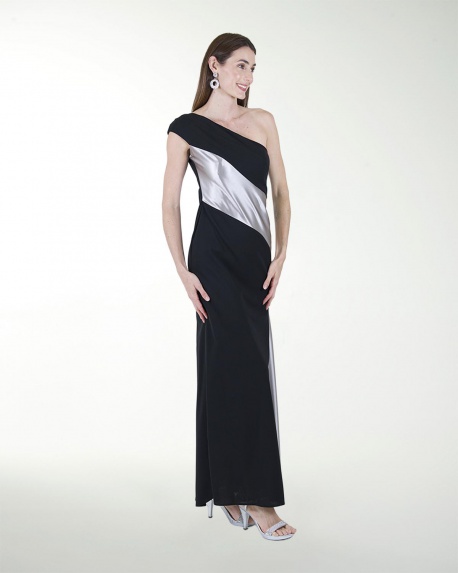 VESTIDO CL COMBINADO DE UN HOMBRO