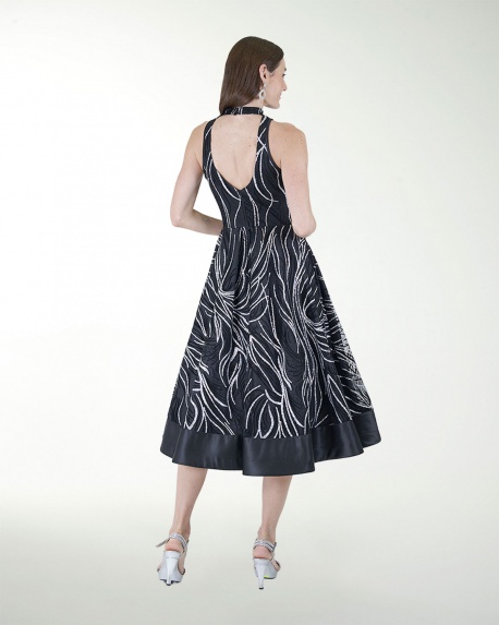 VESTIDO CC CUELLO ALTO LARGO MIDI