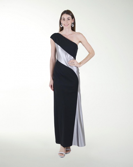 VESTIDO CL COMBINADO DE UN HOMBRO