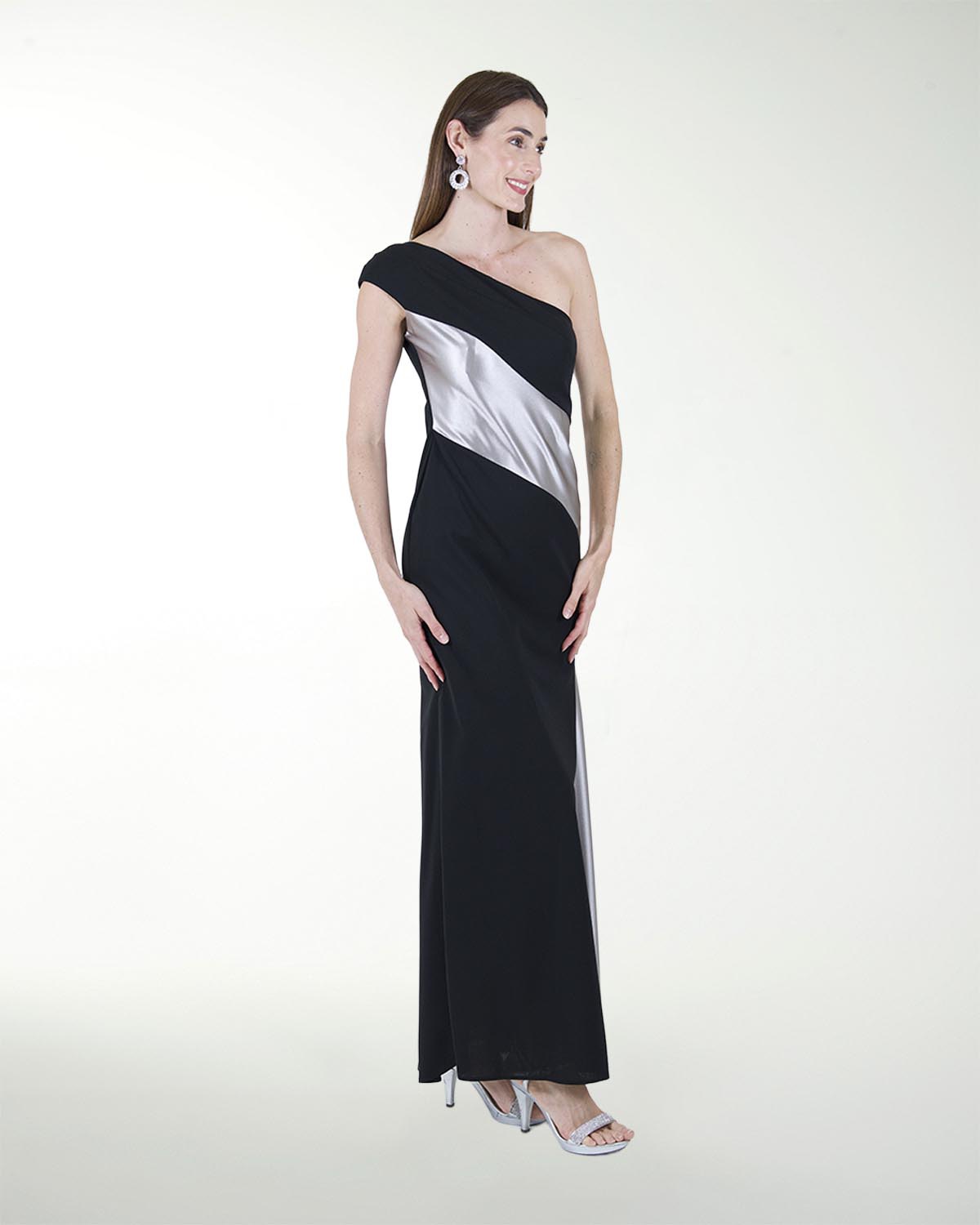 VESTIDO CL COMBINADO DE UN HOMBRO