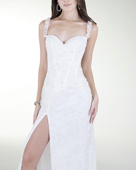 VESTIDO CL BLA CORSET CON ABERTURA