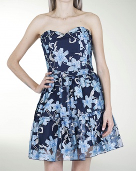 VESTIDO CC STRAPLESS CON BRILLO