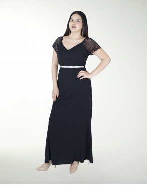 VESTIDO TE CON MANGAS DE ENCAJE