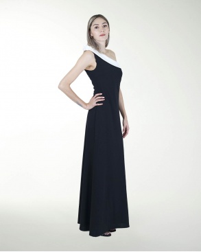 VESTIDO CL DE UN HOMBRO BICOLOR