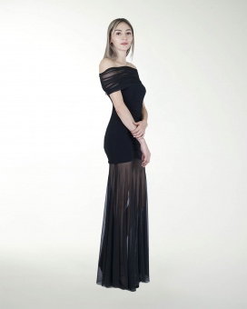 VESTIDO CL DRAPEADO DE HOMBRO DESCUBIERTO