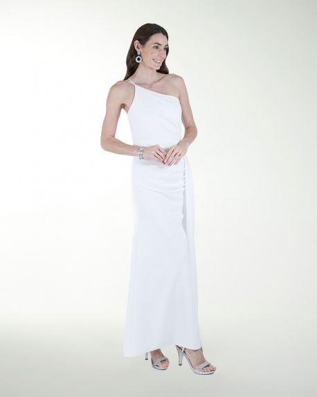 VESTIDO CL BLA DRAPEADO ASIMETRICO