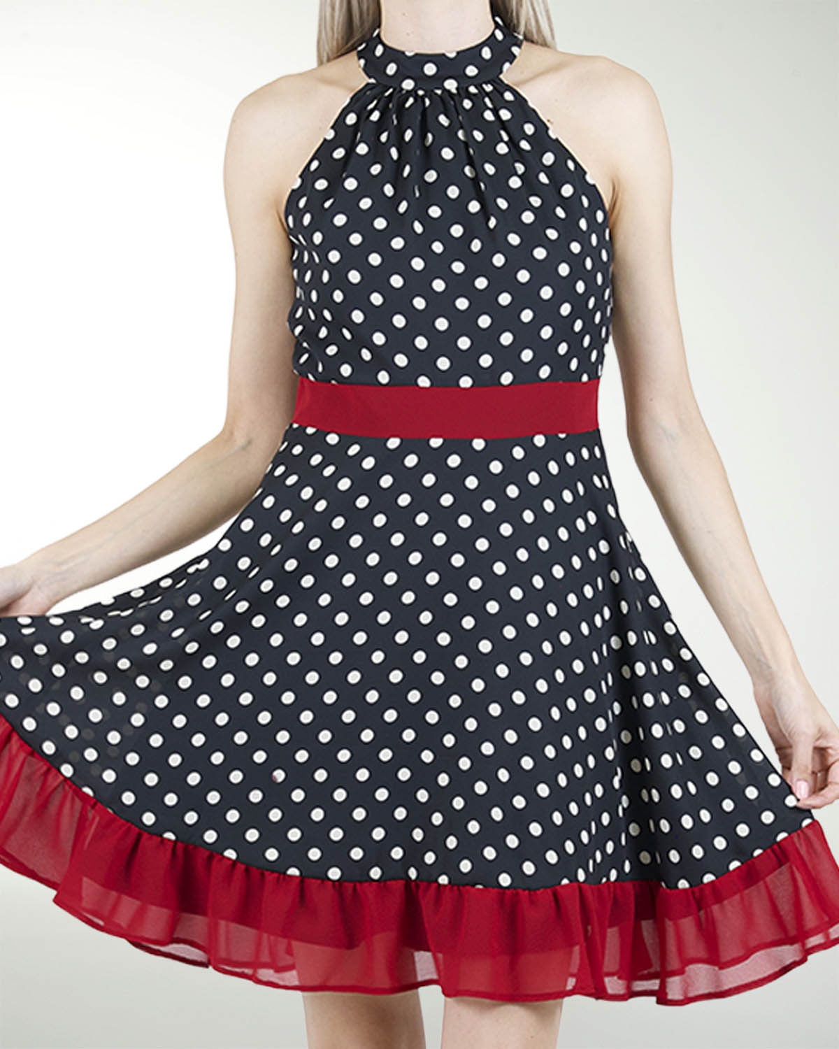 VESTIDO DA HALTER  CON OLAN