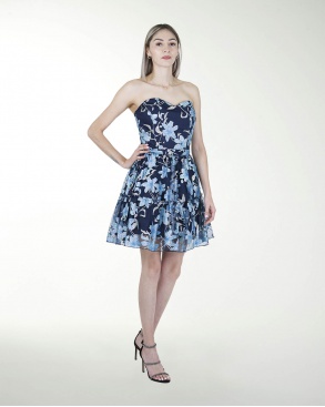 VESTIDO CC STRAPLESS CON BRILLO