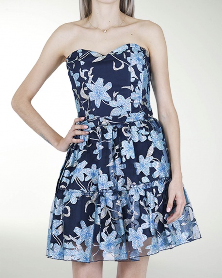 VESTIDO CC STRAPLESS CON BRILLO