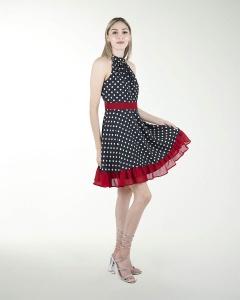 VESTIDO DA HALTER  CON OLAN