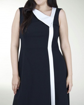 VESTIDO TV ESCOTE DIAGONAL CON VIVOS