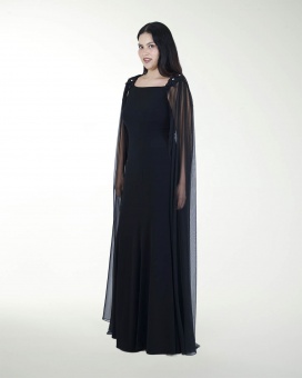 VESTIDO TE CON MANGAS Y FLORES EN HOMBRO