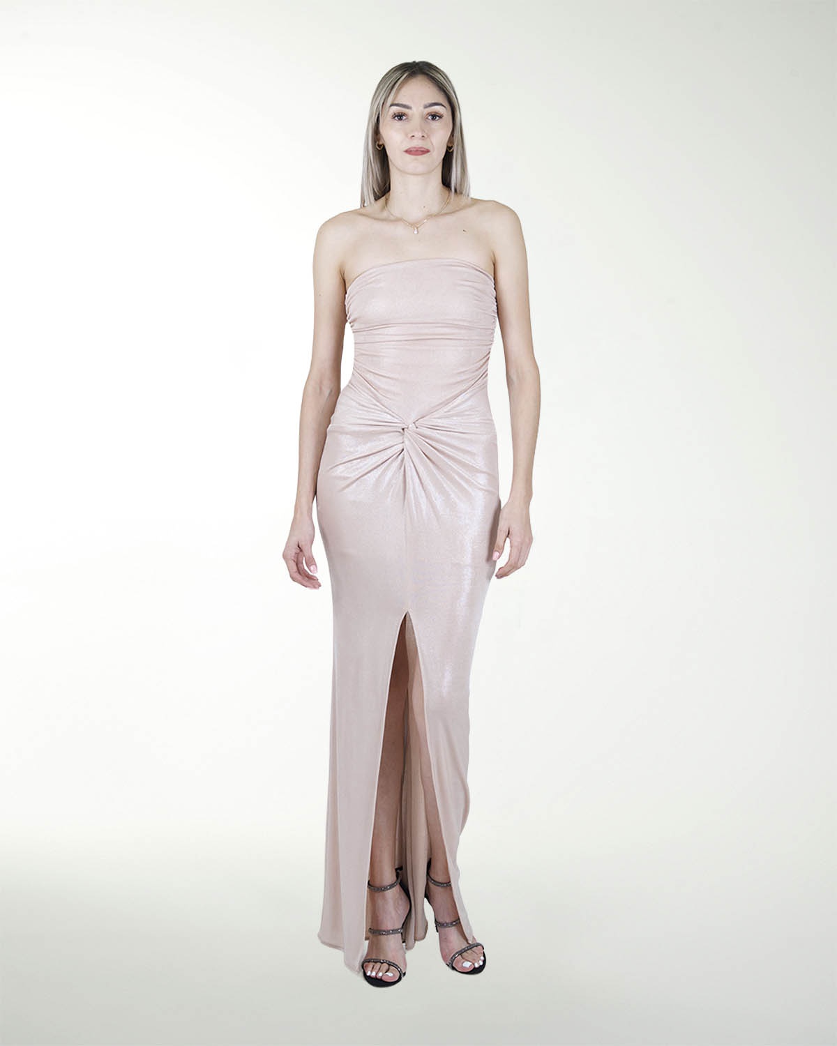 VESTIDO CL DRAPEADO CON ABERTURA