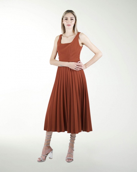 VESTIDO DA FALDA TABLEADA