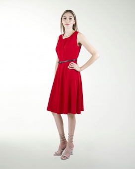 VESTIDO CA LISO CON BOLSAS Y CINTURON