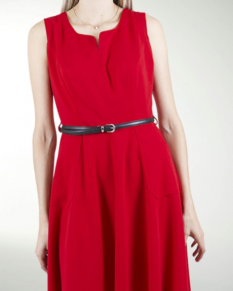 VESTIDO CA LISO CON BOLSAS Y CINTURON