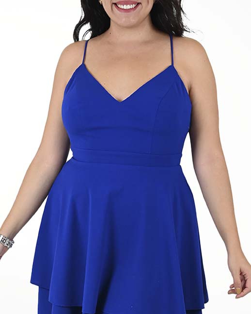 VESTIDO TV CREEPE LISO CON ENCAJE