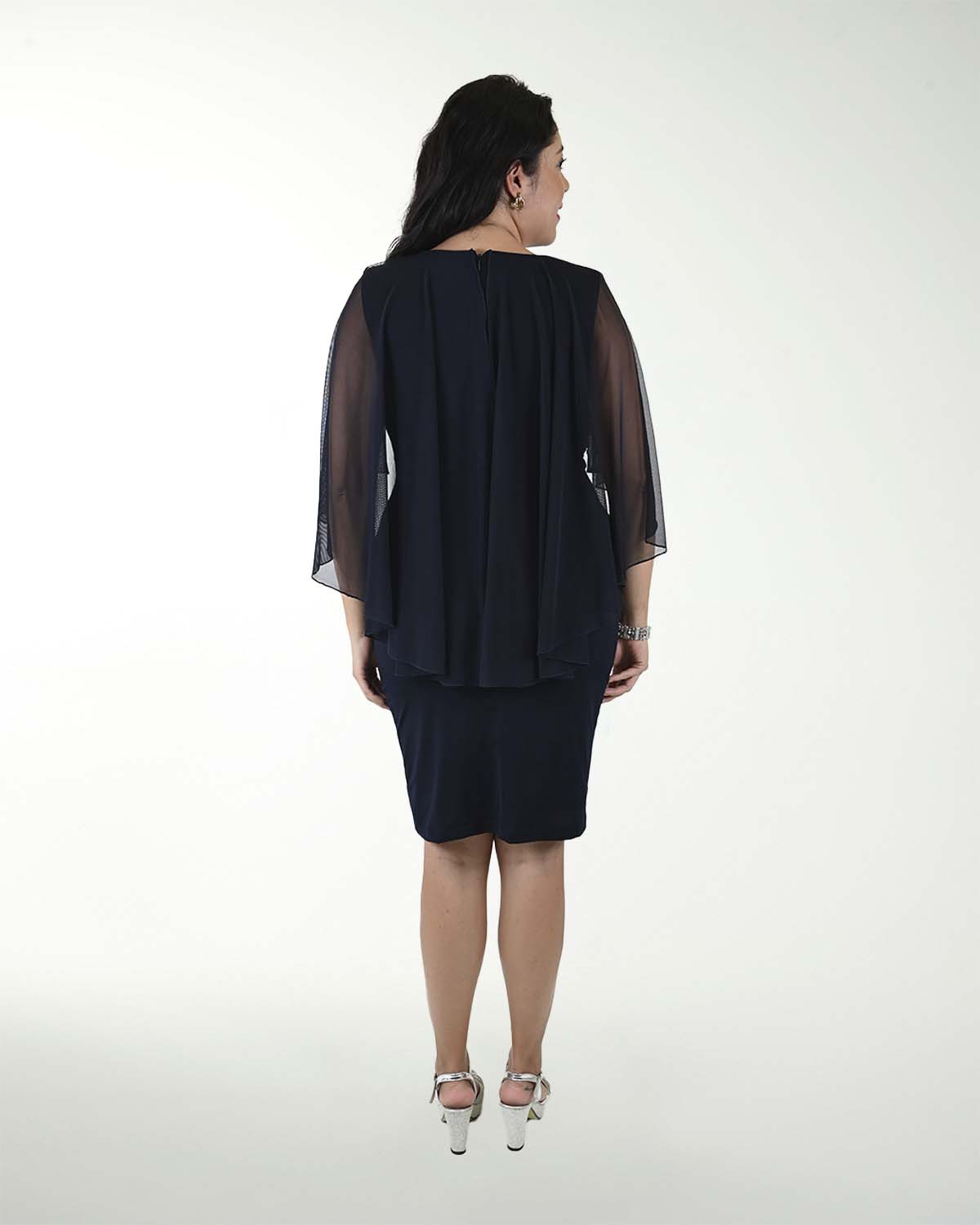 VESTIDO CC LICRA CON CAPA DE MESH