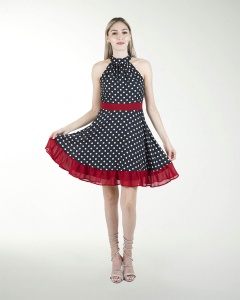 VESTIDO DA HALTER  CON OLAN