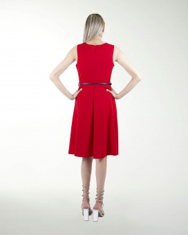 VESTIDO CA LISO CON BOLSAS Y CINTURON