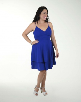 VESTIDO TV CREEPE LISO CON ENCAJE