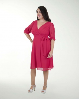 VESTIDO TV CHIFON  LISO AMARRE MANGA 3/4