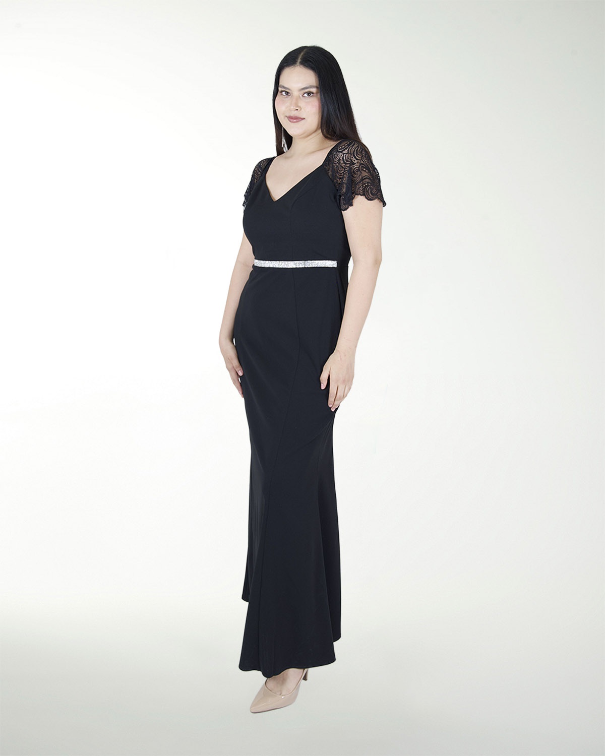 VESTIDO TE CON MANGAS DE ENCAJE