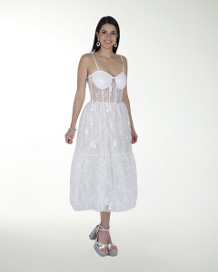 VESTIDO CC CORSET EN TELA BORDADA