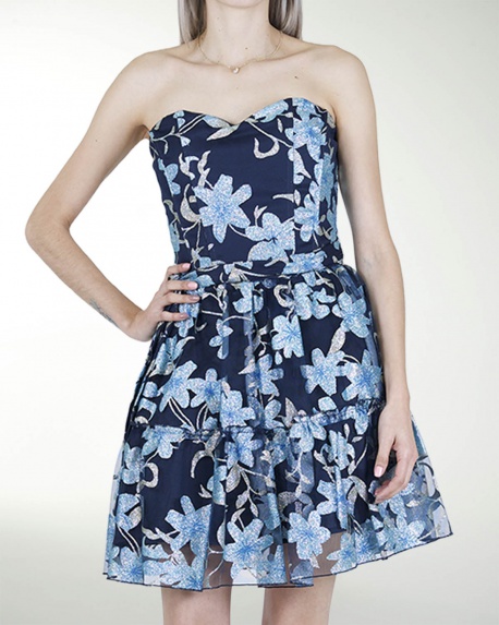 VESTIDO CC STRAPLESS CON BRILLO