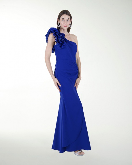 VESTIDO CL DE UN HOMBRO CON ADORNO