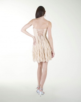 VESTIDO CC CON ESCAROLAS EN FALDA