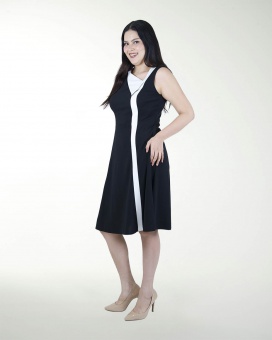 VESTIDO TV ESCOTE DIAGONAL CON VIVOS