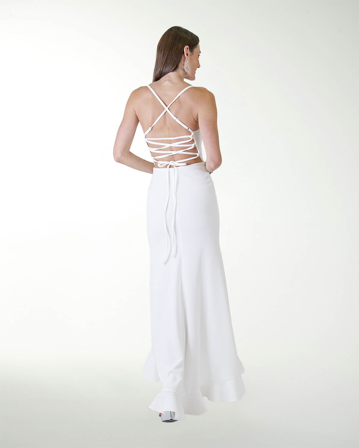 VESTIDO CL BLA CON ESCAROLAS