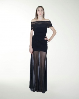 VESTIDO CL DRAPEADO DE HOMBRO DESCUBIERTO