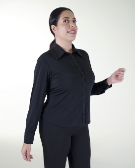 BLUSA CUELLO CAMISERO MANGA LARGA Y BOTONES