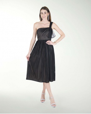 VESTIDO CC MIDI DE MESH CON RAYAS