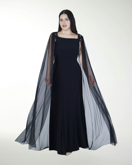 VESTIDO TE CON MANGAS Y FLORES EN HOMBRO