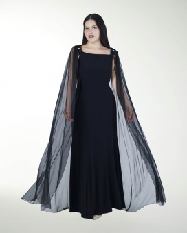 VESTIDO TE CON MANGAS Y FLORES EN HOMBRO