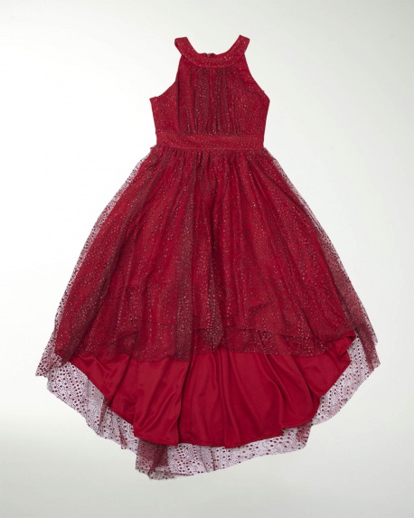 VESTIDO NI CON PLIGUES Y CAUDA