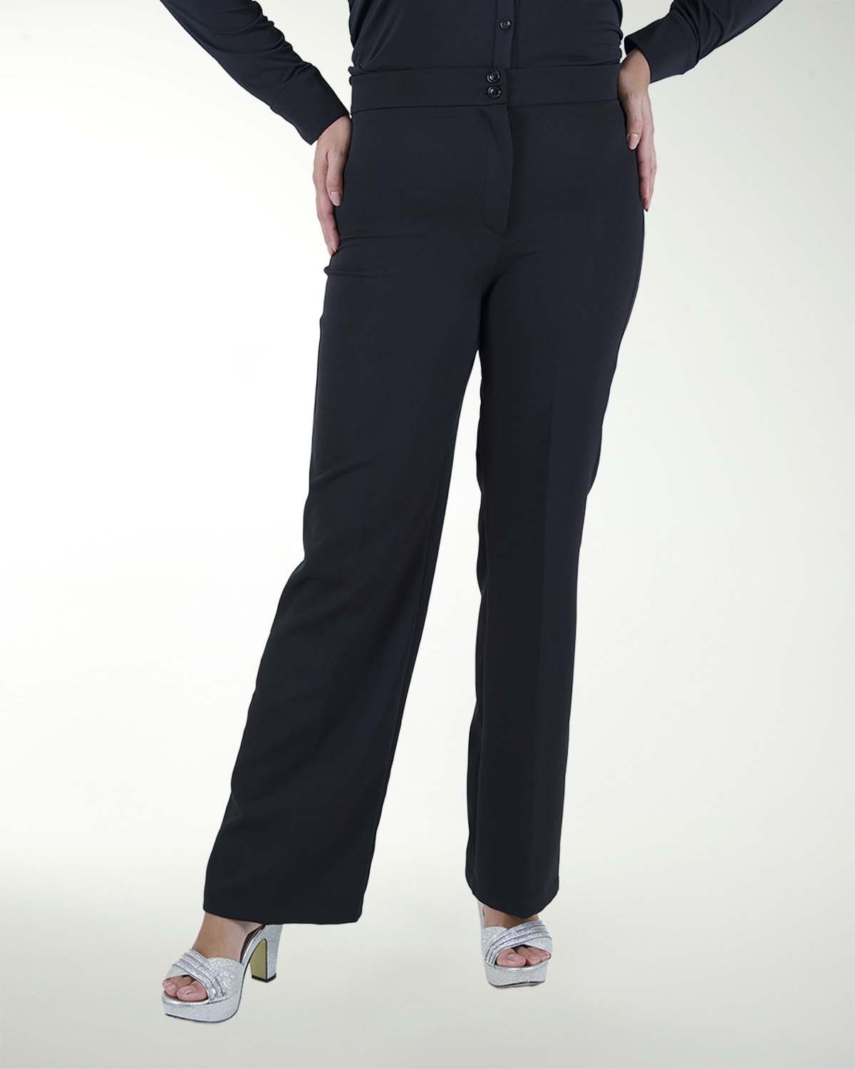 PANTALON DE VESTIR RECTO CON BOTON EN PRETINA