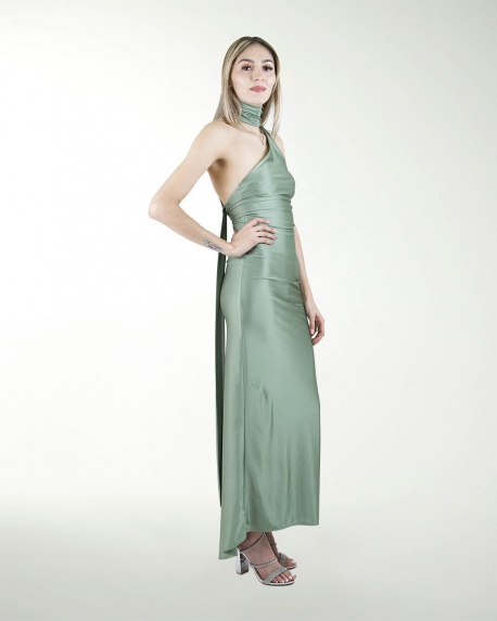 VESTIDO CL HALTER CON DRAPEADO