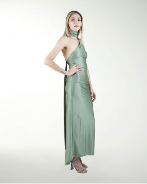 VESTIDO CL HALTER CON DRAPEADO