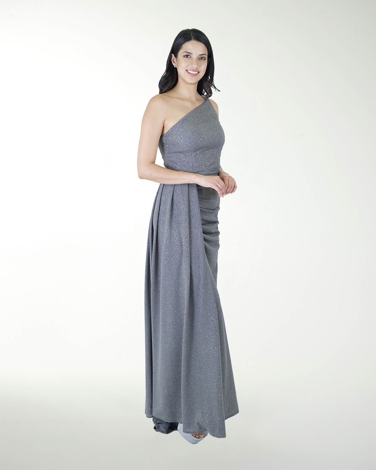 VESTIDO CL DRAPEADO CON ABERTURA