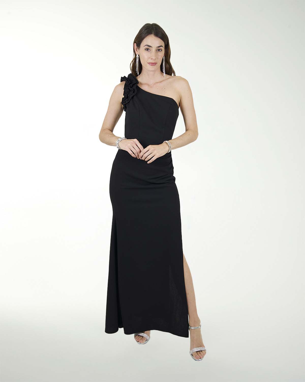 VESTIDO CL CREPE DE UN HOMBRO