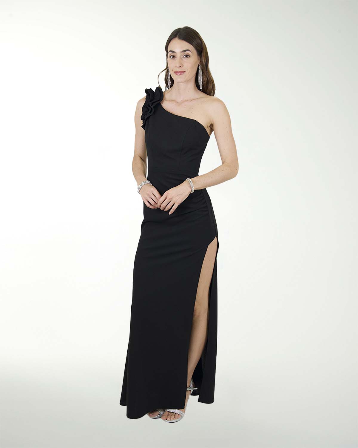 VESTIDO CL CREPE DE UN HOMBRO