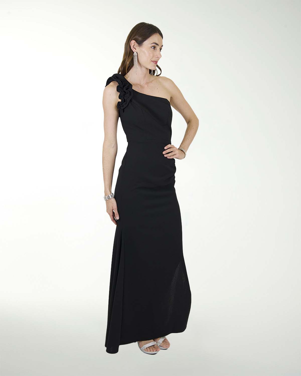 VESTIDO CL CREPE DE UN HOMBRO