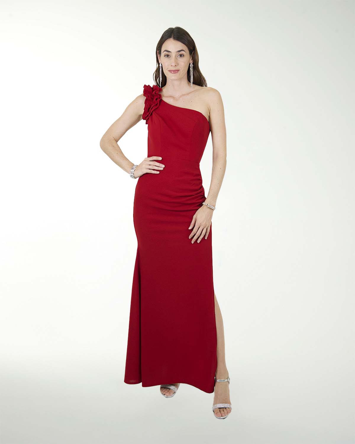 VESTIDO CL CREPE DE UN HOMBRO