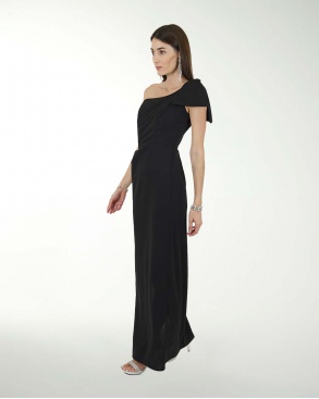 VESTIDO CL CREPE DE UN HOMBRO CON MONO
